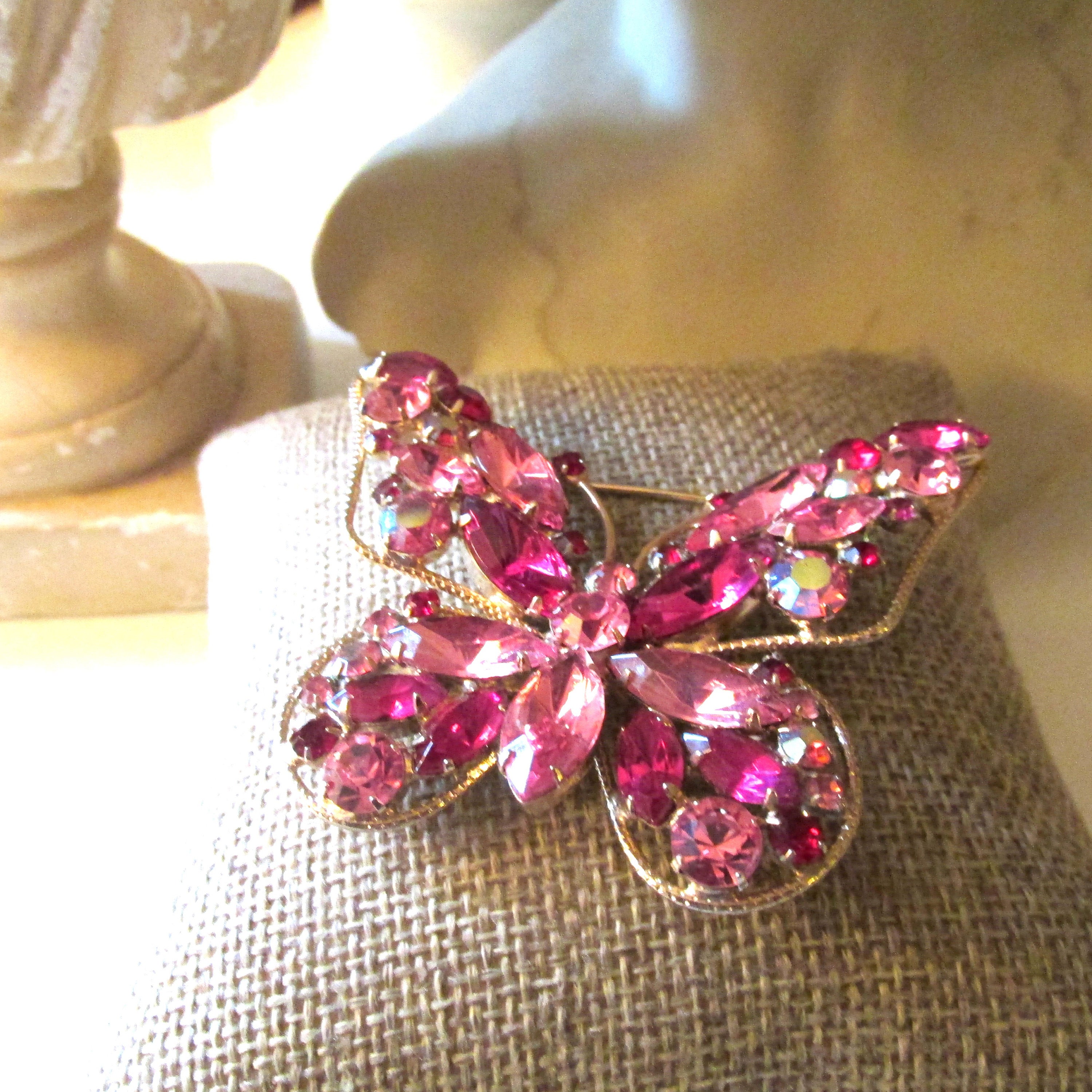 Pink butterfly brooch discount