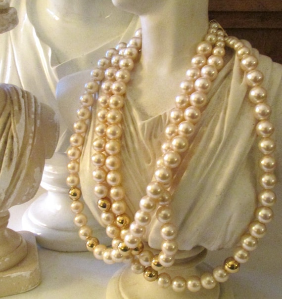 1980s Napier Pearl & Gold Necklace – Retro Kandy Vintage