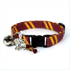 Wizard Breakaway Cat Collar Red / Yellow with Choice of Charms image 1
