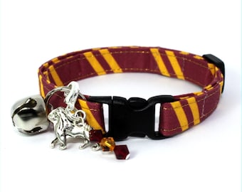 Wizard Breakaway Cat Collar Red / Yellow with Choice of Charms