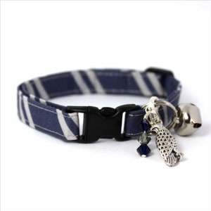 Wizard Breakaway Cat Collar Blue / Grey with Choice of Charms