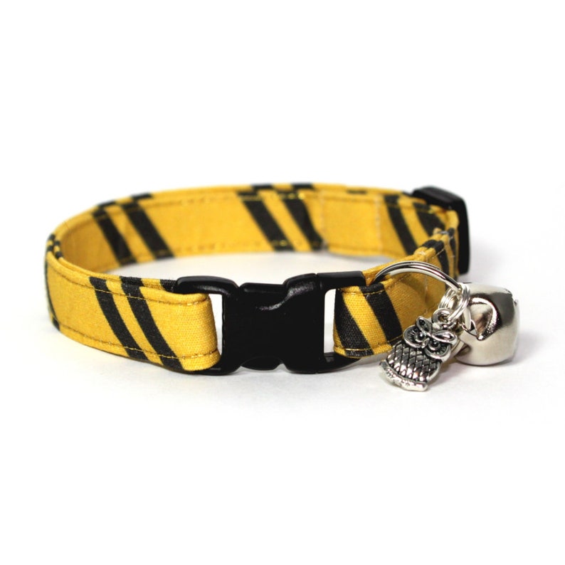 Wizard Breakaway Cat Collar Yellow / Black with Choice of Charms image 2