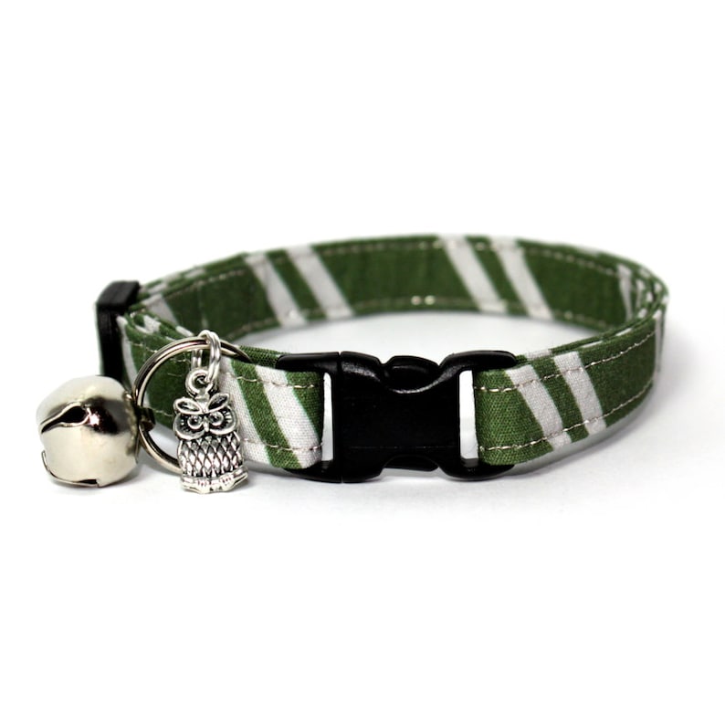 Wizard Breakaway Cat Collar Green / Grey with Choice of Charms image 2