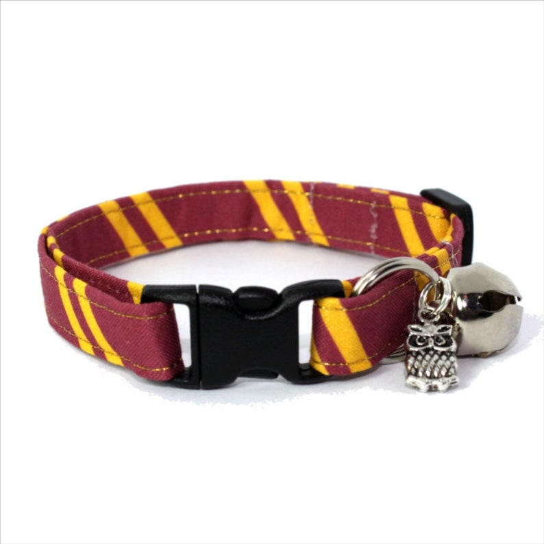 Wizard Breakaway Cat Collar Red / Yellow with Choice of Charms image 2
