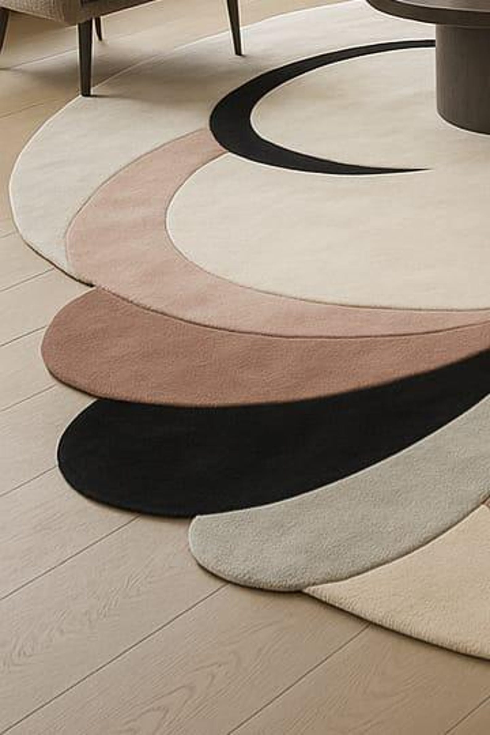 Wool Mix Abstract Rug Handwoven Wool Blend Abstract Rug: Modern Art, Neutral Tones - Etsy