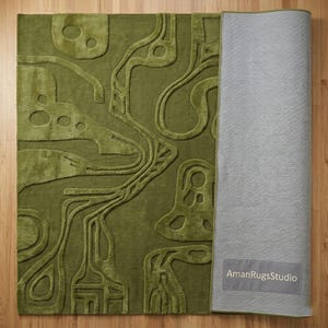 Olive green modern abstract wool rug 10x14 oversized hand tufted New Zealand wool luxury living room area rug 8x10 9x12