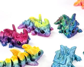 3d gedruckter Baby-Drache – optional mit Ei,  viele Farben – beweglich, ASMR Fidget – snix Nibi | snix3D
