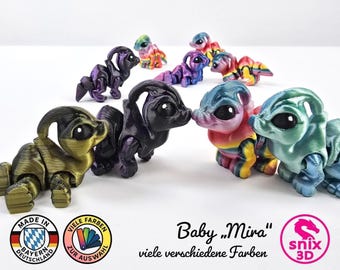 Flexi Babydrache 3D gedruckt – CE-geprüftes Spielzeug aus Bayern – Mira von snix3D