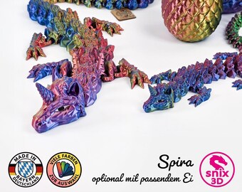 Flexi Einhorn-Drache 3D gedruckt – CE-geprüftes Spielzeug aus Bayern – Spira von snix3D