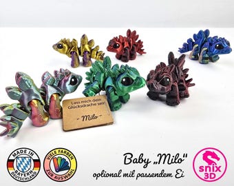 Flexi Babydrache 3D gedruckt – CE-geprüftes Spielzeug aus Bayern – Milo von snix3D