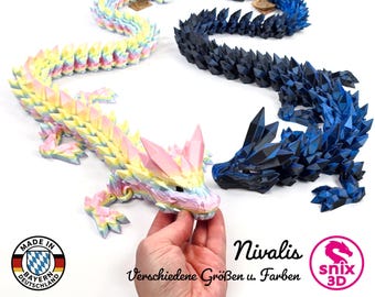 Flexi Kristall-Drache bis XL 3D gedruckt – CE-geprüftes Spielzeug aus Bayern – Nivalis von snix3D