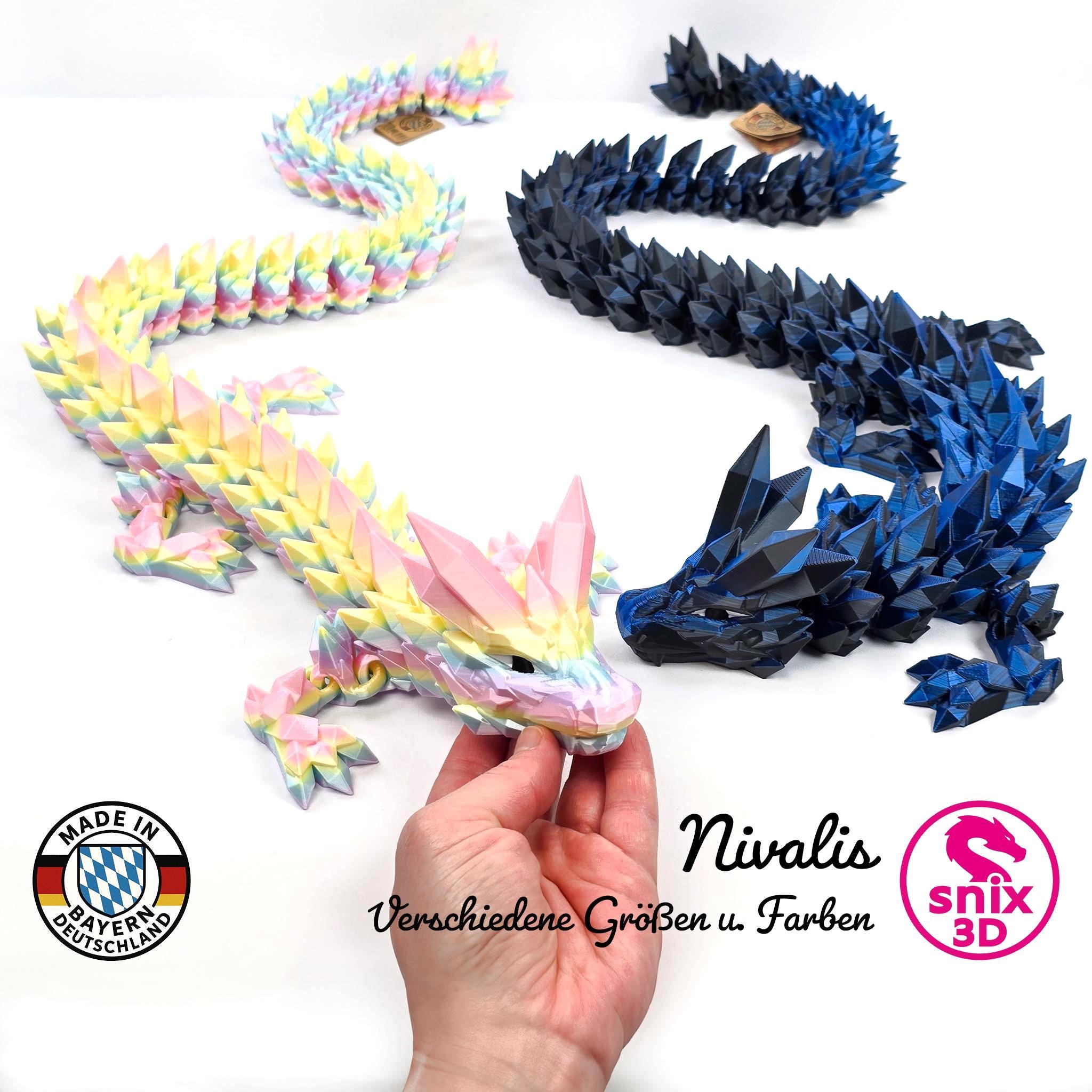 Flexi Crystal Dragon up to XL 3D Printed – Ce-approved Toy From