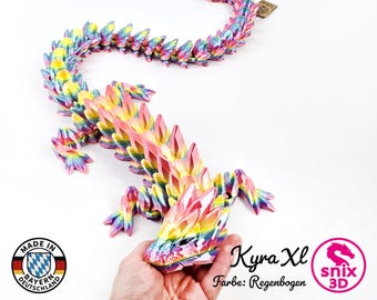 Kristall Drache 3D gedruckt – optional mit Ei, Schimmer-/ Regenbogeneffekt – beweglich, Fidget – snix Kyra (Gr. M–XL) | snix3D