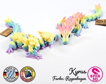 Flexi Kristall-Drache 3D gedruckt – CE-geprüftes Spielzeug aus Bayern – Kyrus von snix3D