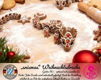 Flexi Weihnachtsdrache 3D gedruckt – CE-geprüftes Spielzeug aus Bayern – „snixmas" von snix3D