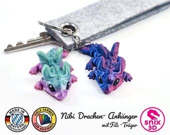 Flexi Drachen-Anhänger mit Filz 3D gedruckt – Mini Drache aus Bayern – Geschenk – Nibi von snix3D