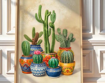 Cactus Art Poster: Colorful Mexican Home Decor Print