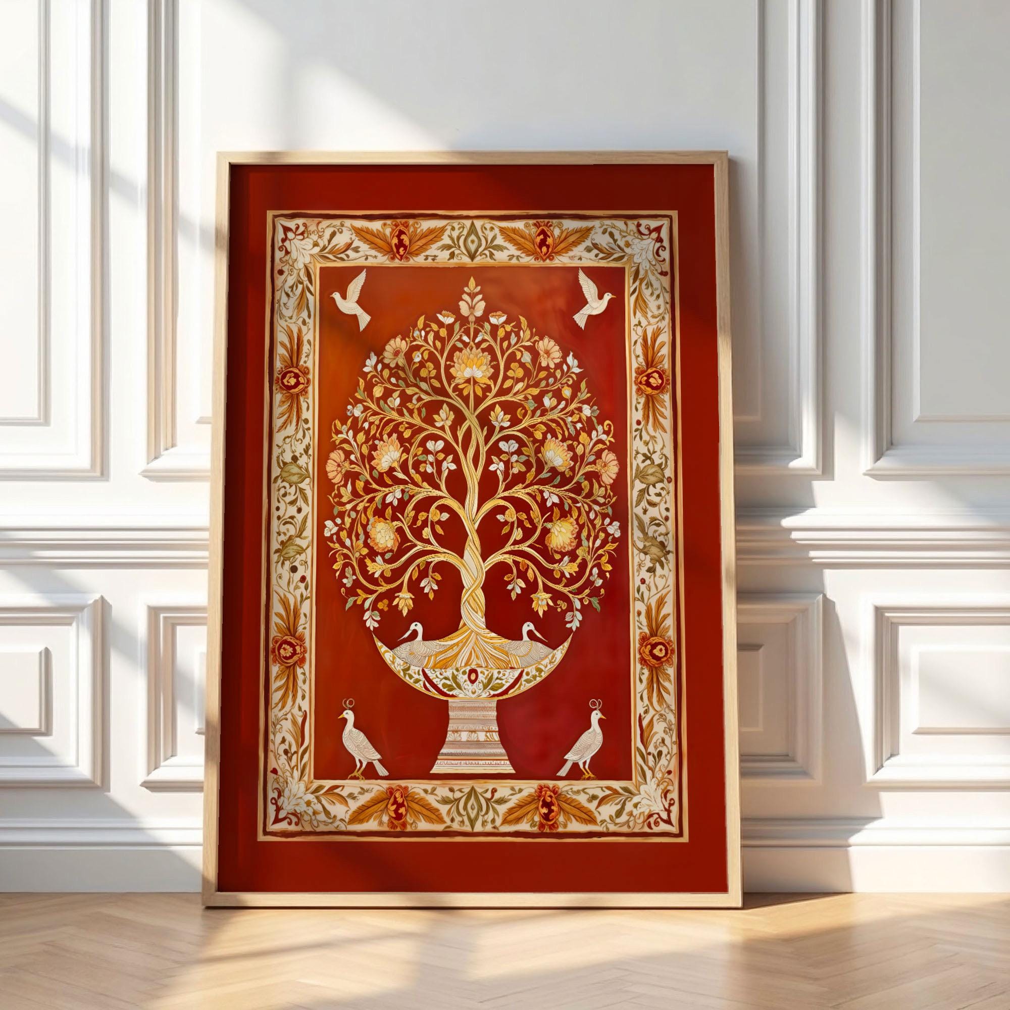 Tree of Life Pichwai Painting, Boho Indian Wall Art Poster - Etsy