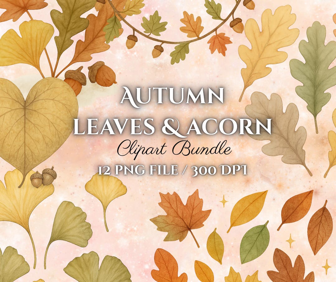 Autumn Leaves Clipart Bundle: Rustic Fall Foliage PNG (commercial Use ...