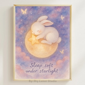 Bunny Galaxy Print: Dreamy Rabbit Wall Art for Kids (Digital Download
