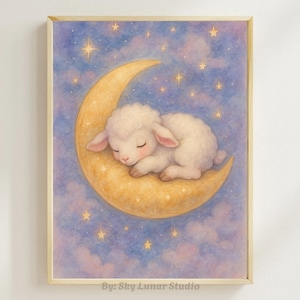 Dreamy Lamb Nursery Art: Pastel Sheep PNG (Digital Download, Various Ratios)