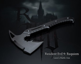 Hacha Leon Réplica - Prop Resident Evil 9 Requiem - Cosplay Survival Horror - Hacha Táctica - Regalo Gamer Impresión 3D - Arma RE9