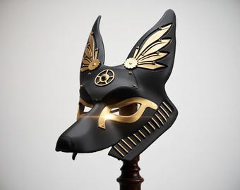 Máscara Anubis Steampunk - Cosplay Dios Egipcio - Chacal - Arte Llevable Impresión 3D - Disfraz Sci Fi - Máscara Baile de Máscaras