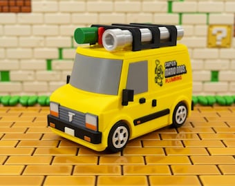Furgoneta Fontanero Mario - Caja Almacenaje Retro - Organizador Escritorio Nintendo - Decoración Gamer - Regalo Friki Impresión 3D