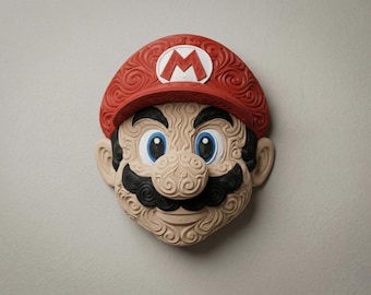Escultura Pared Mario - Arte 3D Filigrana - Decoración Nintendo - Cuadro Gamer Retro - Arte Pop Culture - Regalo Friki