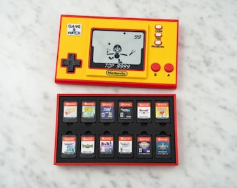 Caja Juegos Switch Game and Watch - Organizador Retro Nintendo - Estuche 12 Cartuchos - Decoración Gamer - Regalo Friki - Impresión 3D