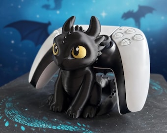 Soporte Mando Toothless - Stand PS5 Desdentao - Decoración Escritorio Dragón - Furia Nocturna - Regalo Gamer - Impresión 3D
