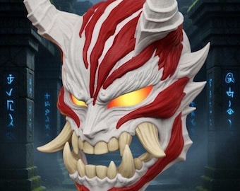 Máscara de Ichigo Kurosaki Menpo – Accesorio de cosplay de Bleach Hollow Samurai (impresa en 3D)