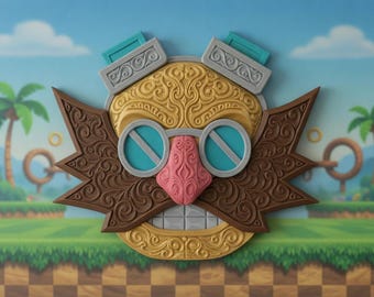 Escultura Pared Dr Eggman - Arte 3D Filigrana - Decoración Sonic - Cuadro Gamer Retro - Arte Pop Culture - Regalo Friki Robotnik