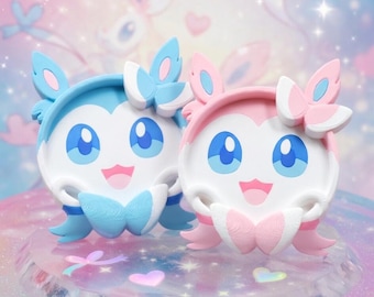 Bandeja Sylveon - Organizador Escritorio Pokemon - Evolución Hada - Vaciabolsillos Kawaii - Regalo Friki - Impresión 3D Versión Shiny