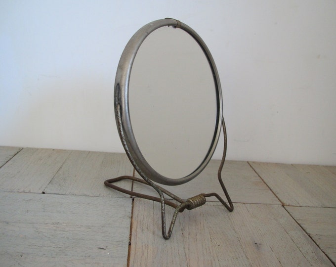 Vintage Round Mirror / Vanity Mirror / Magnifying/ Industrial/ Etsy
