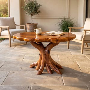 Live edge salontafel kleur walnoot afneembare poot handgemaakt kunstdecor van teruggewonnen drijfhout