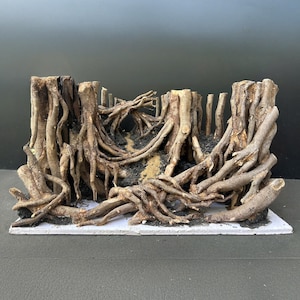 Forest driftwood layout, natural handmade wood and stone aquascape hardscape for aquarium and fish tank decor