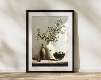Vintage Olive Branch Canvas Print – Minimalist Botanical Wall Art, Home Decor