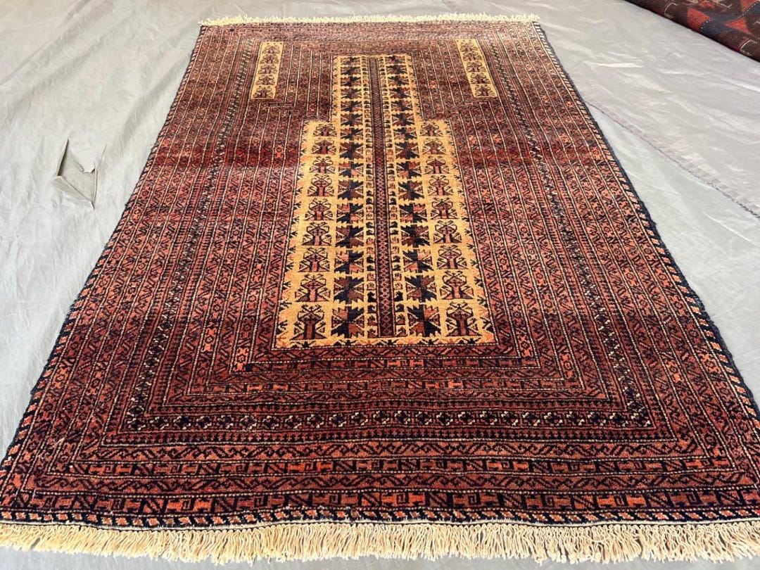 Vintage Afghan Baluchi Prayer Rug – 3 X 4'4 Ft | Handmade Tribal Wool ...