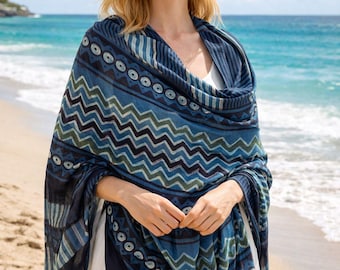 Indigo Hand Block Print Modal Dupatta | Soft Modal Scarf