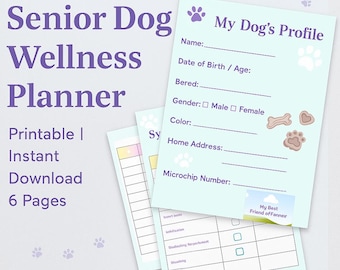 Senior Dog Wellness Planner | Printable Pet Care Journal | Dog Health Tracker | Instant Download