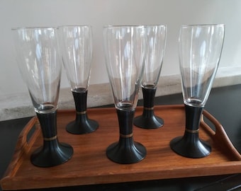 Vintage David Douglas After Hours Beer Glasses, Lite-Up Pilsner Glasses, set of 5