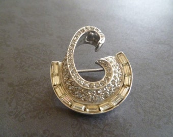 Vintage Rhinestone Brooch Retro Art Deco,Glamorous Cocktail Pin Circa 1940's, Refined Vintage Style