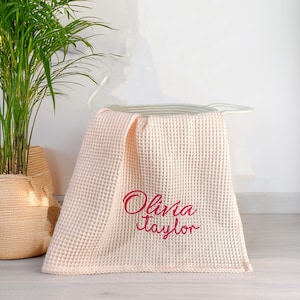 Embroidered Baby Blanket, Soft Cotton Knit Baby Blanket, Custom Baby Name Blanket, Baby Shower Gift, Newborn Blanket, Keepsake Gift for Baby