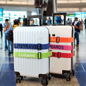 Individuell gestickter Gepäckgurt (180 cm x 5 cm): Personalisieren Sie mit Ihrem Namen / Text