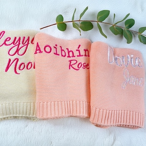 Babydecke gestickt mit Namen, Personalisierte Bio-Baumwolle, Babypartygeschenk