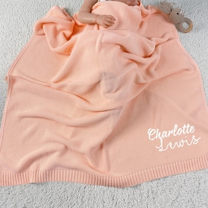Embroidered Baby Blanket, Knitted Name Blanket, Newborn Cotton Blanket, Blanket with Name, Personalized Blanket, Baby Gift, Baby Boy Blanket