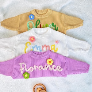 Custom Name Baby Sweaters | Personalized Hand Embroidered Name Baby Sweaters | Unique Baby Sweater | Baby Boy Name Sweater |Baby shower gift