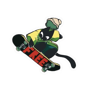 Skater Cat Kiss-Cut Sticker