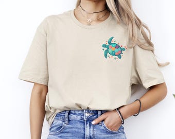 Sea Turtle Beach T-Shirt, Tortoise Shirt, Summer Vacation Tee, Turtle Lover Gift, Summer Beach Shirt, Cute Turtle Shirt, Ocean Lover Gift
